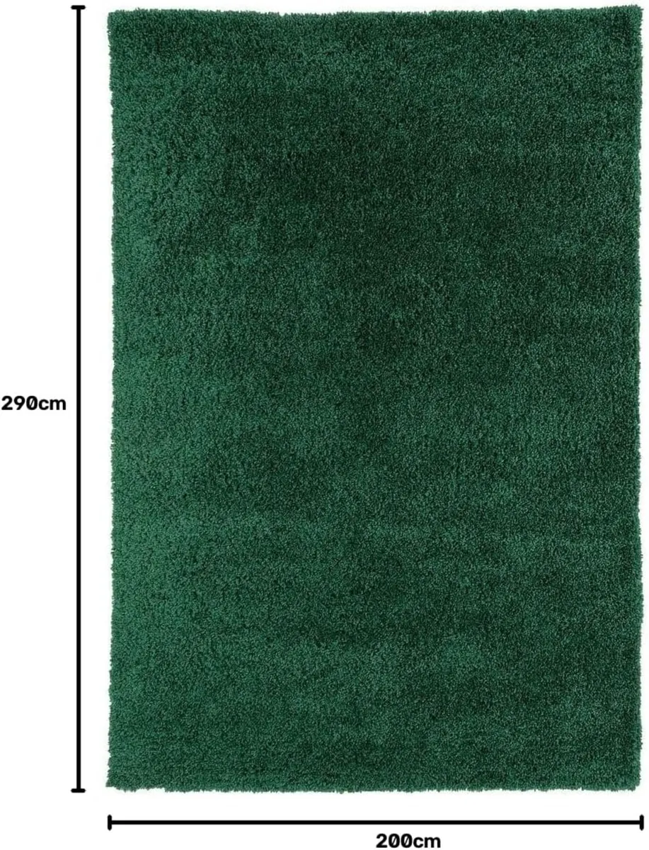 Luxury Thick Pile Emerald Shaggy Living Room Area - Image 2