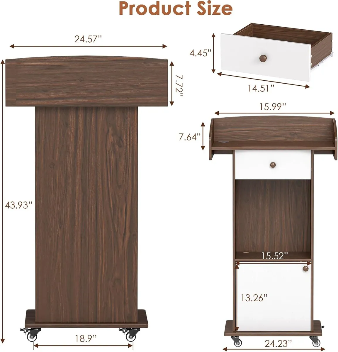 Podium Stand with Drawer Storage Cabinet - Image 2