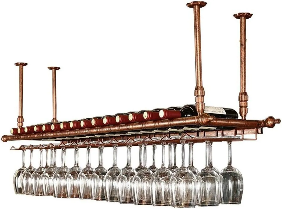 Wine Rack Ceiling Racks Hanging Glass Holder - Image 1