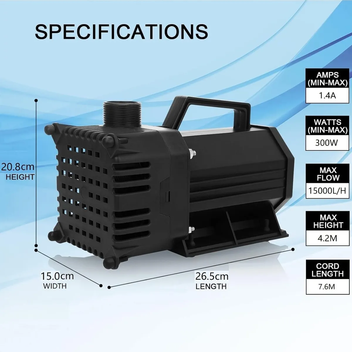 Pond Pumps Submersible Outdoor High Lift 6500L H - Image 3