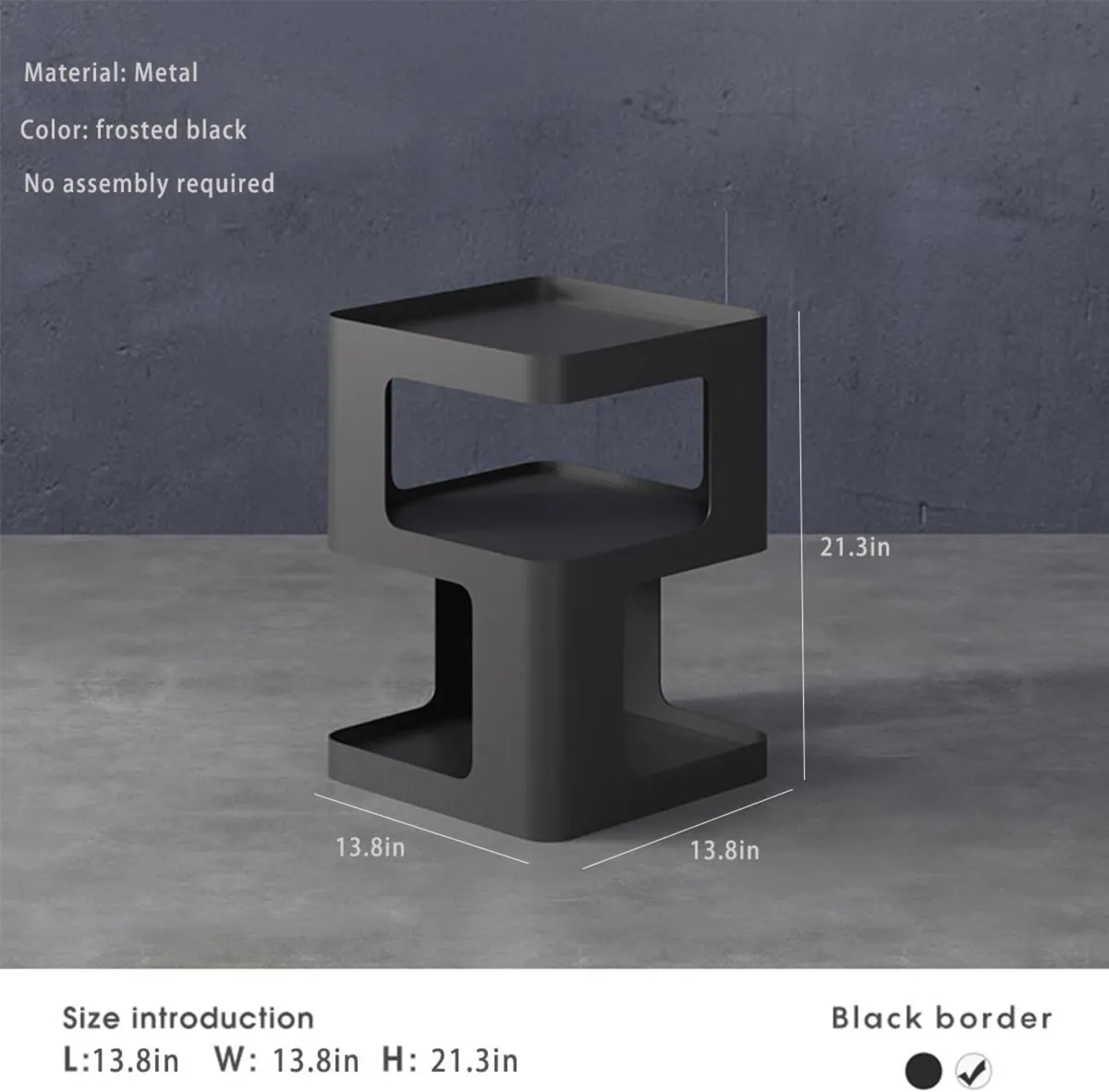 Side Table Modern End with Storage Metal Bedside - Image 3