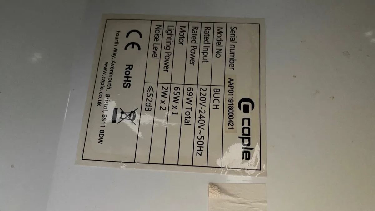 Caple 52cm Canopy Extractor Fan – 240v - Image 3