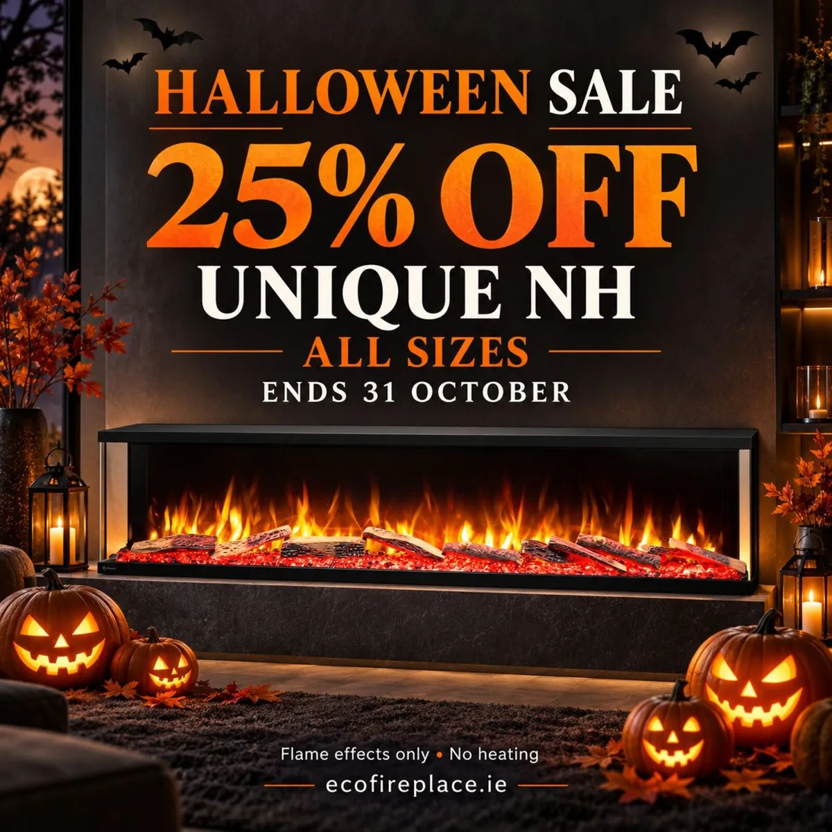 3sides electric fireplace. 25% OFF. FREE DELIVERY - Image 2