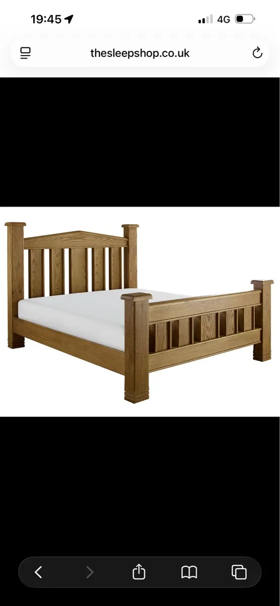 Solid Oak Vermont Oak Wooden Bed Frame & locker - Image 2