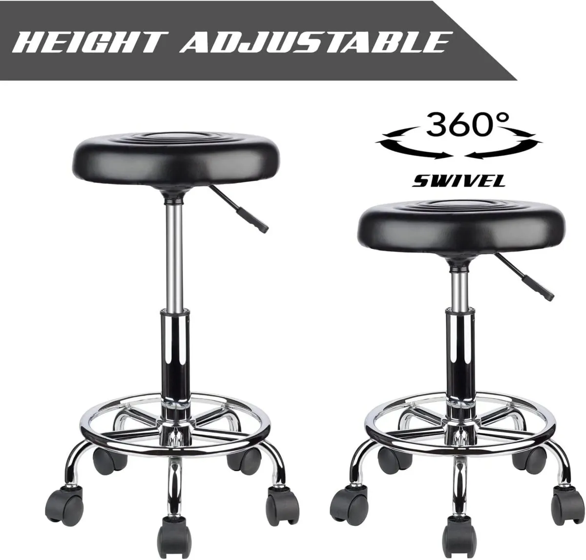 Ergonomic Swivel Stool with Wheels for Work - Image 2