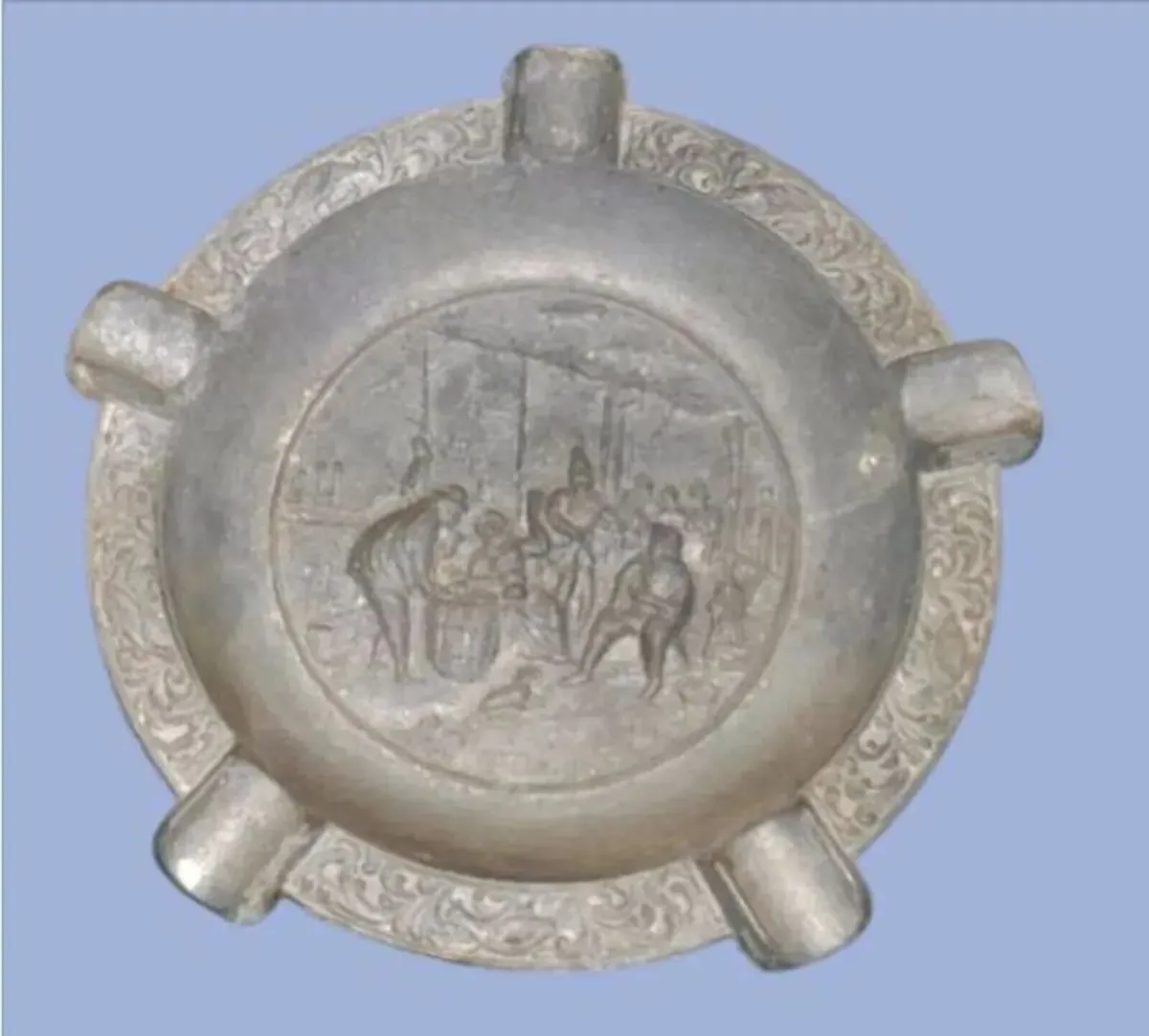 Vintage Heavy Cast Pewter 8" Ashtray - Image 2