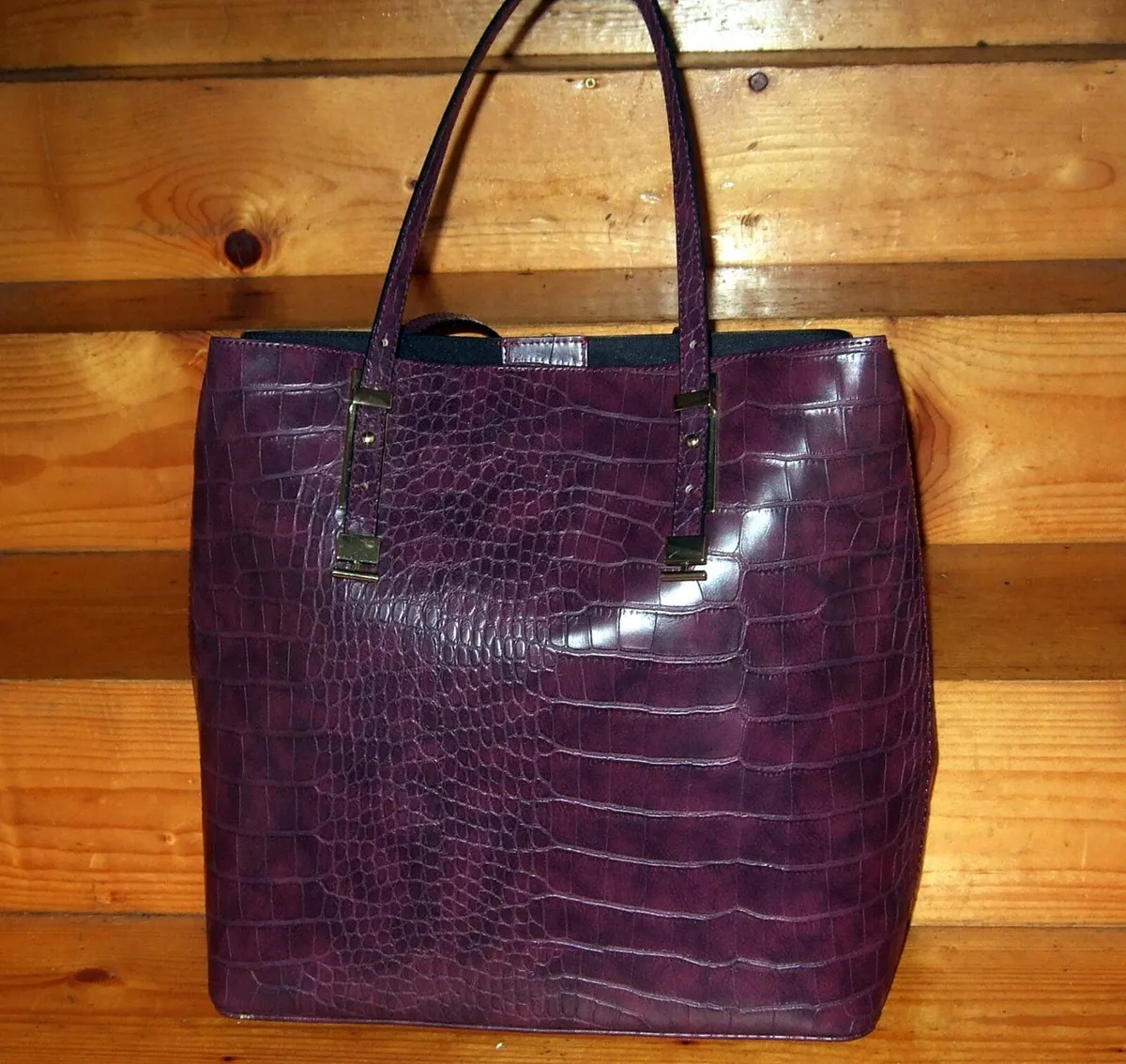 Large Vintage M&S Crocodile-Embossed Tote Bag - Image 4