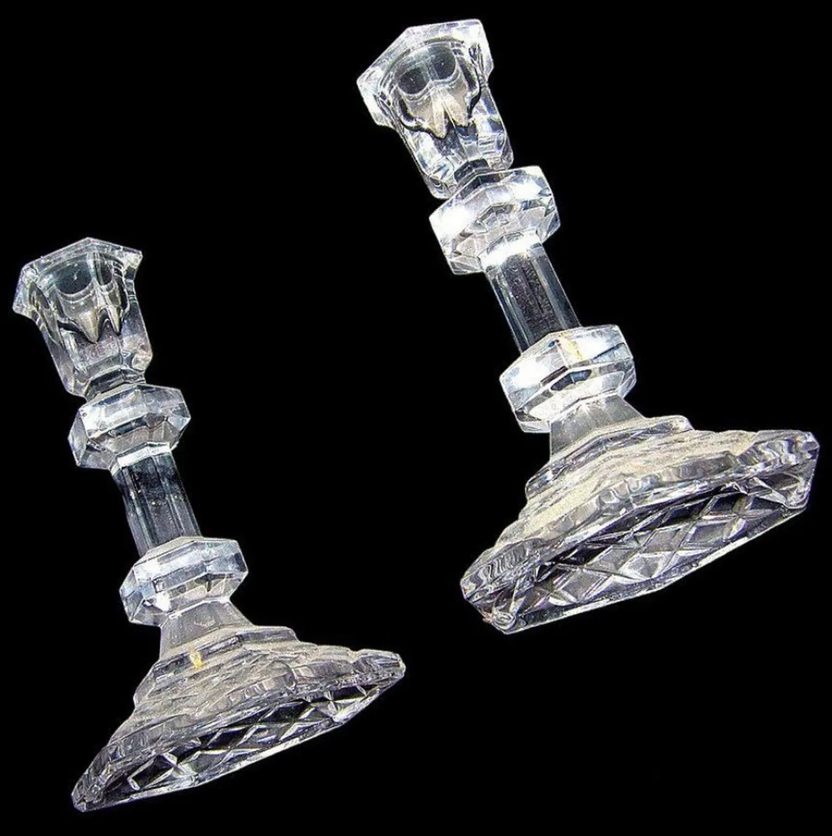 Pair Vintage Galway Crystal Candlestick Holders - Image 3