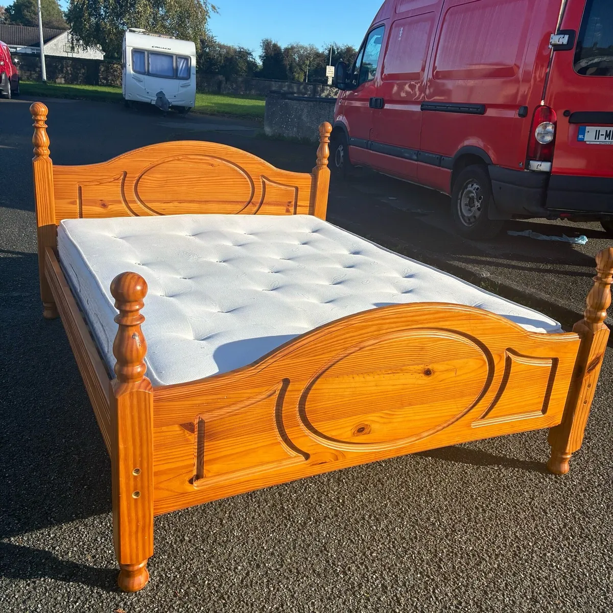 5ft King Solid Pune Bed Frame & Mattress - Image 2