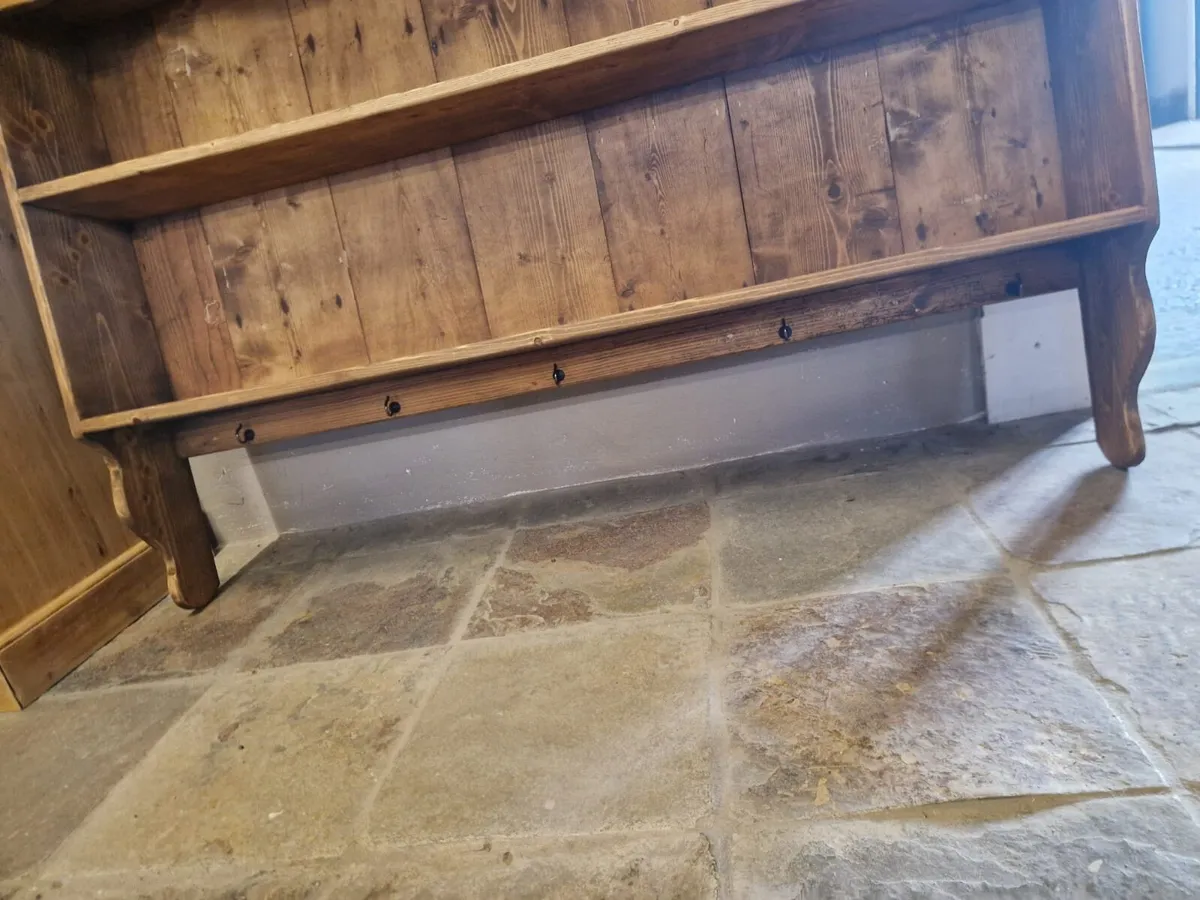 Reclaimed wood wall dresser, plate rack - Image 3