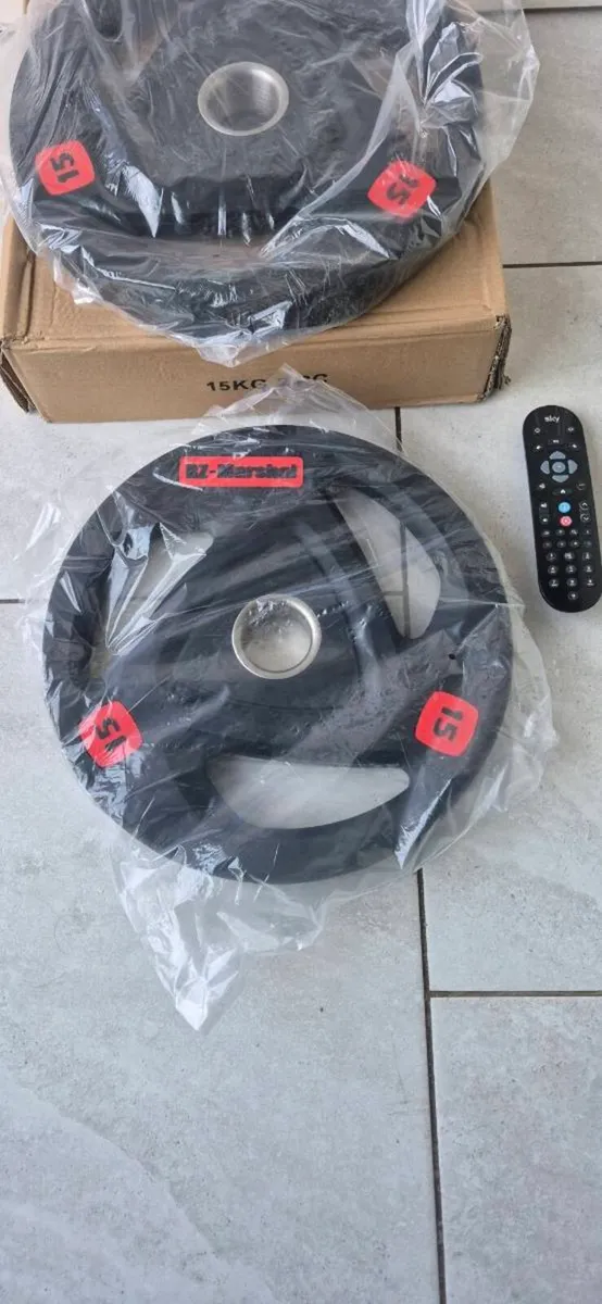 Brand new 2x15 kilo olympic weight plates - Image 3