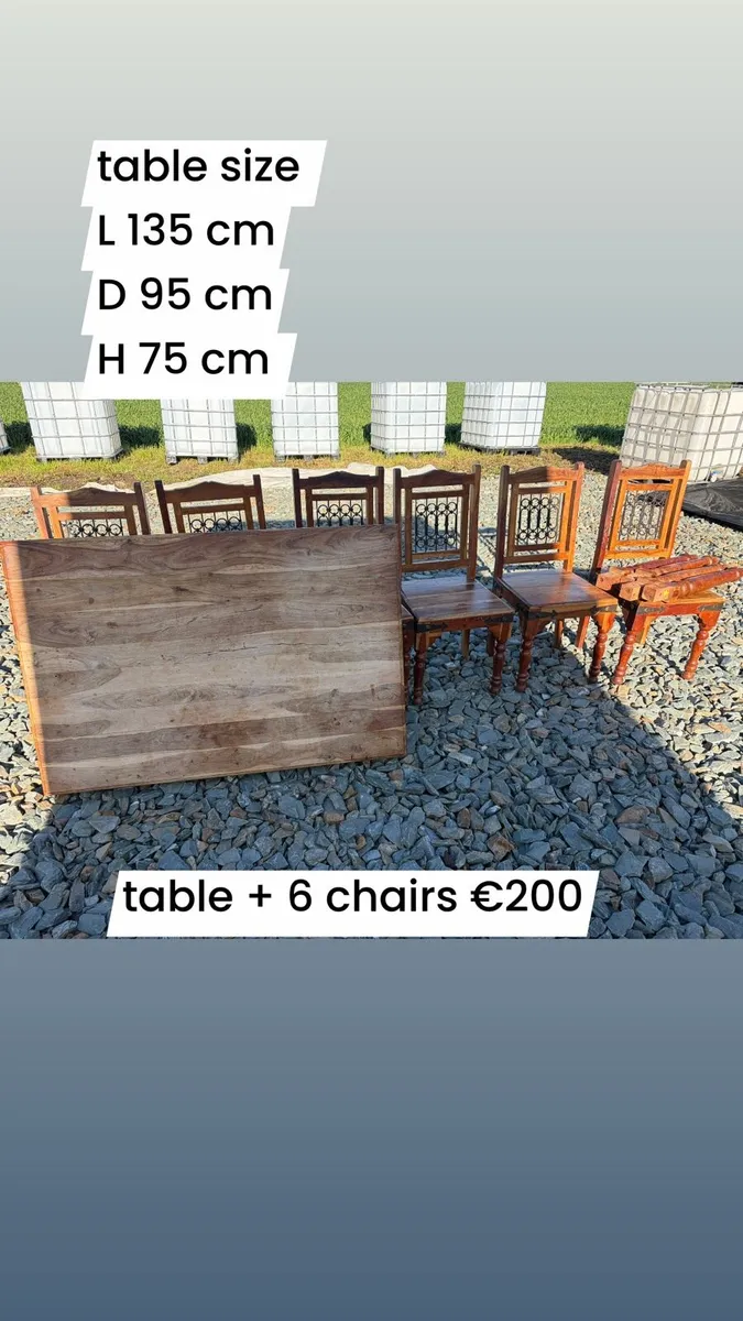 mexican pine table + 6 chairs - Image 1
