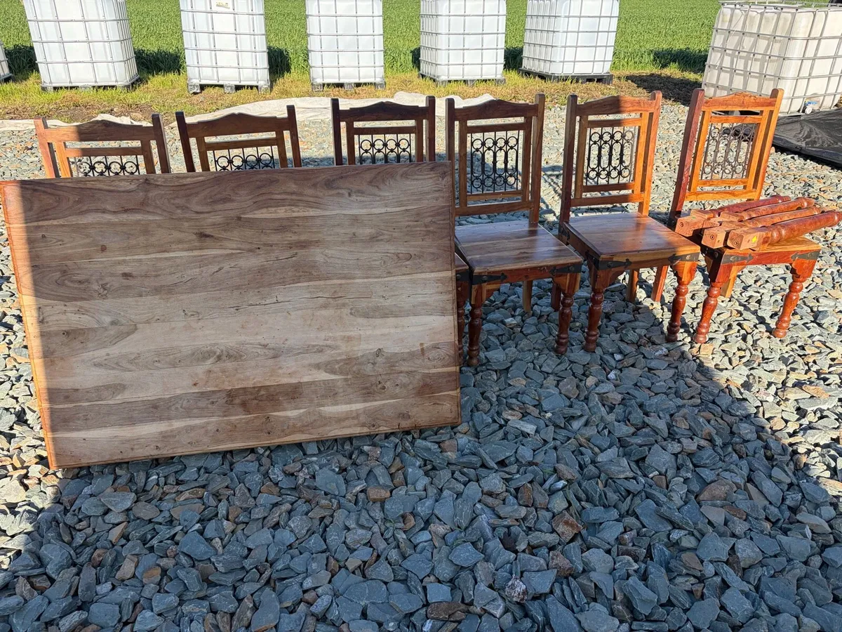 mexican pine table + 6 chairs - Image 4