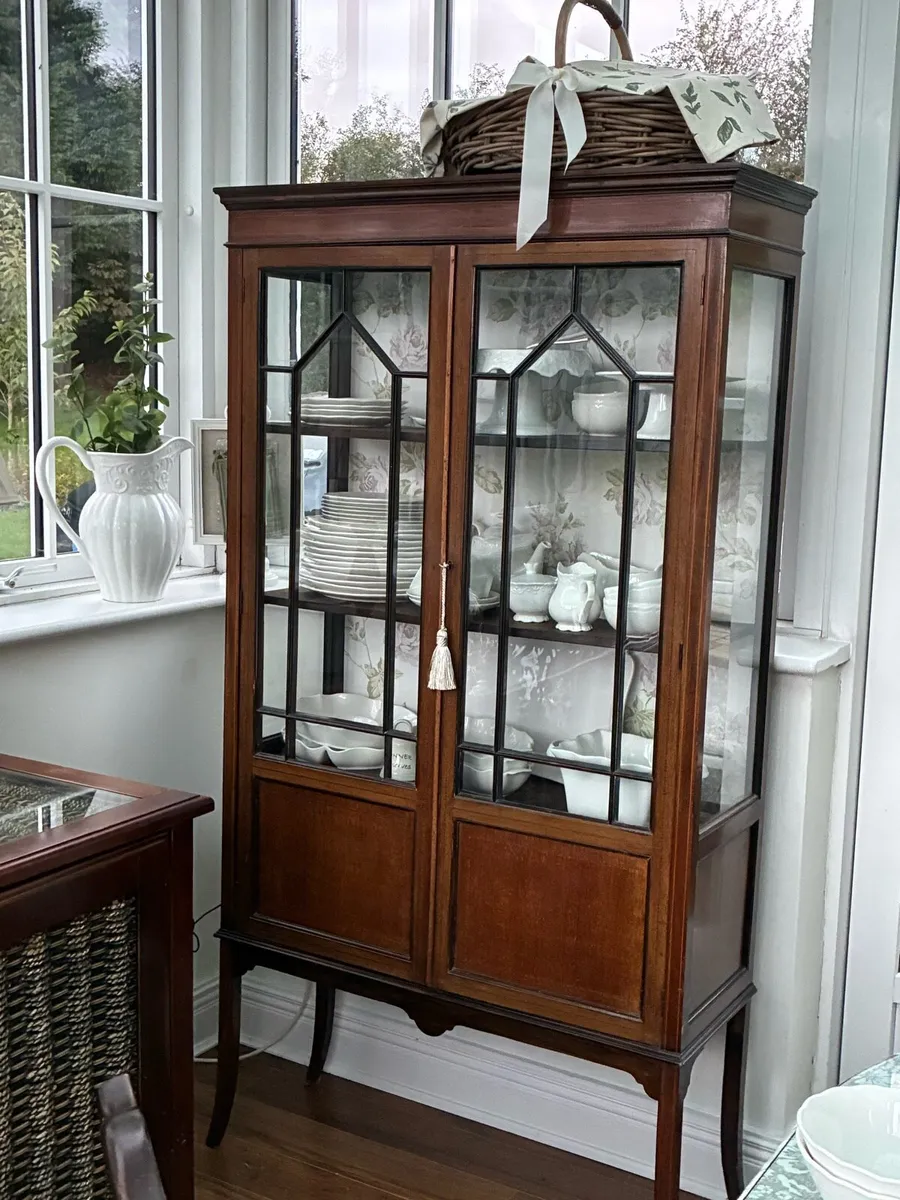 Antique Edwardian Inlaid Display Cabinet - Image 2