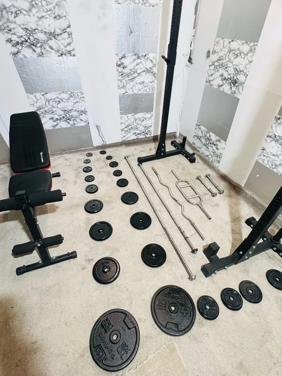 HEAVY DUTY RACK STANDS WEIGHTS BARBELL DUMBBELLS + - Image 1
