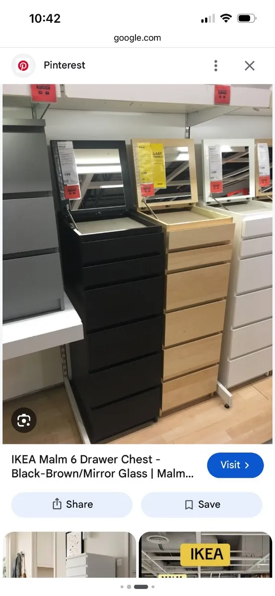 IKEA malm 6 drawer chest with mirror lid - Image 2