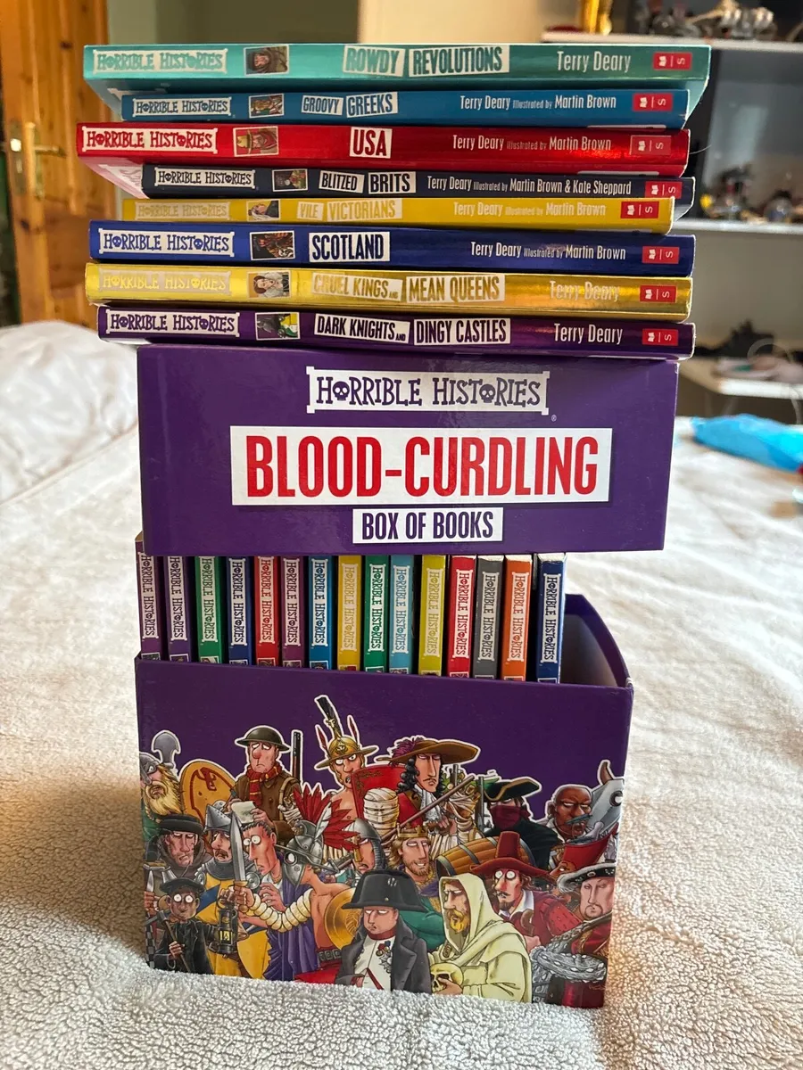 Horrible History box of books plus 8 extra titles