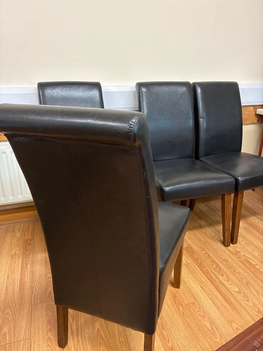 4 Leather Dinjng chairs - Image 3
