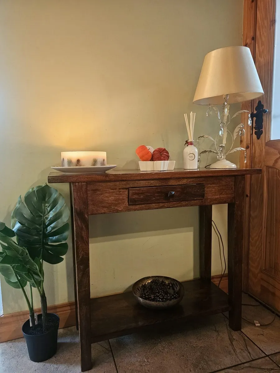 Dark Wood Hall / Console Table with Drawer & Shelf - Image 1