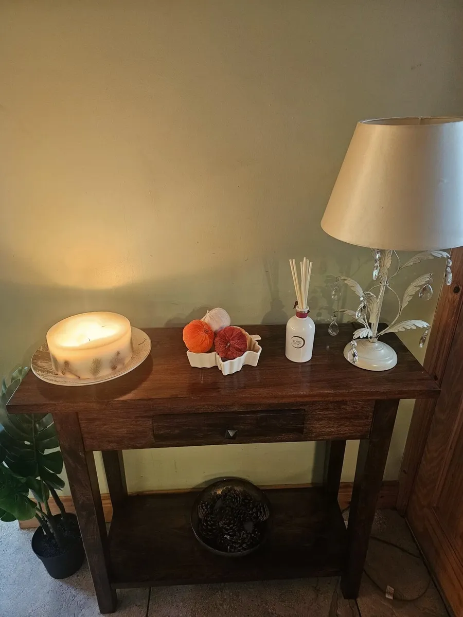 Dark Wood Hall / Console Table with Drawer & Shelf - Image 2