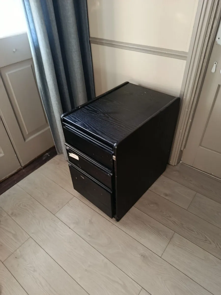 3 drawer black ash filing cabinet