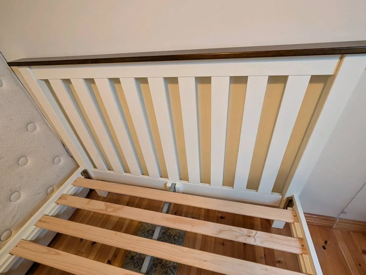 Wooden Double Bed Frame with Mattress - Image 1