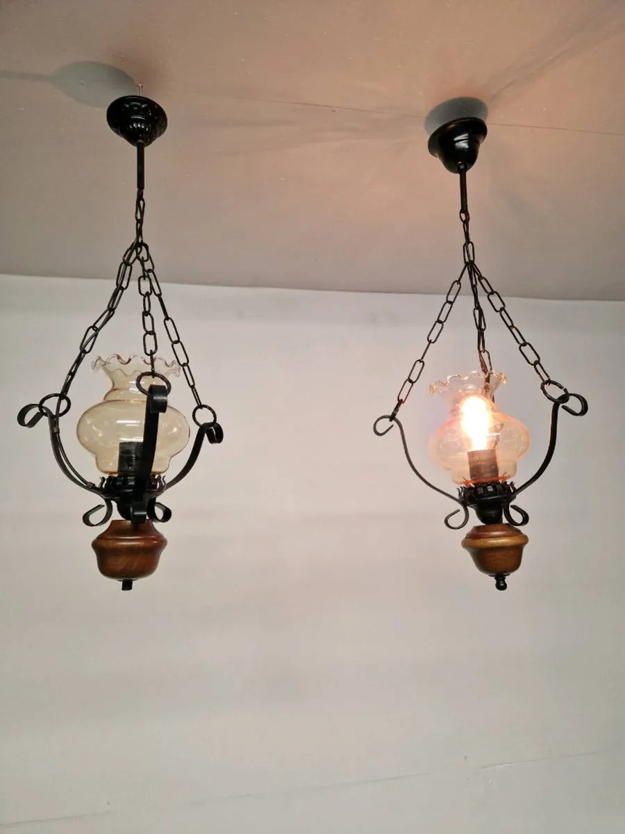 Pair of Vintage French 1970s ceiling lights - Image 1