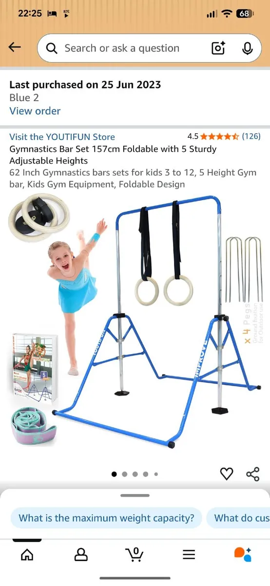 Gymnastics Bar (Youtifun) Kids Gym Bar - Image 1