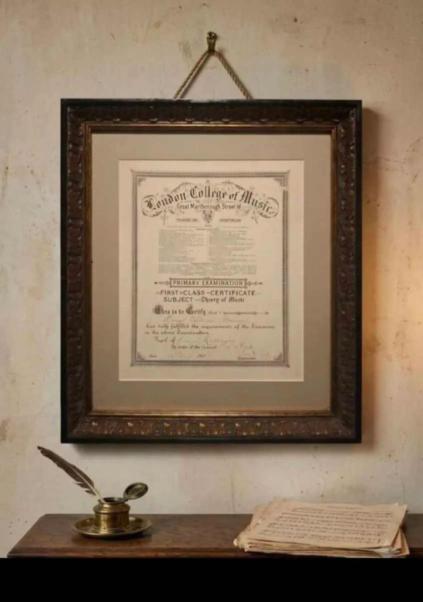 Antique London College of Music Certificate
