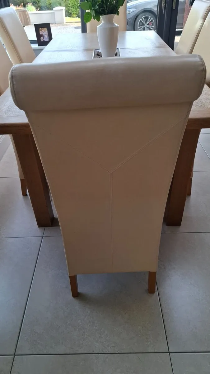 6 Cream Leather Dining Chairs - Image 2