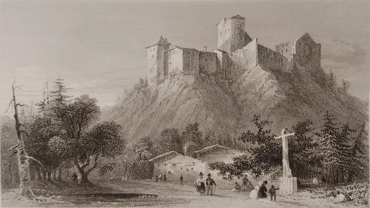 Juval Castle 1836 Antique Print - Image 2