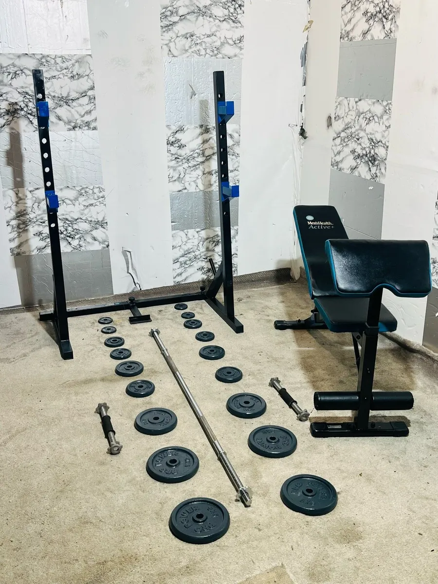 ADJUSTABLE BENCH RACK WEIGHTS BARBELL DUMBBELLS - Image 2