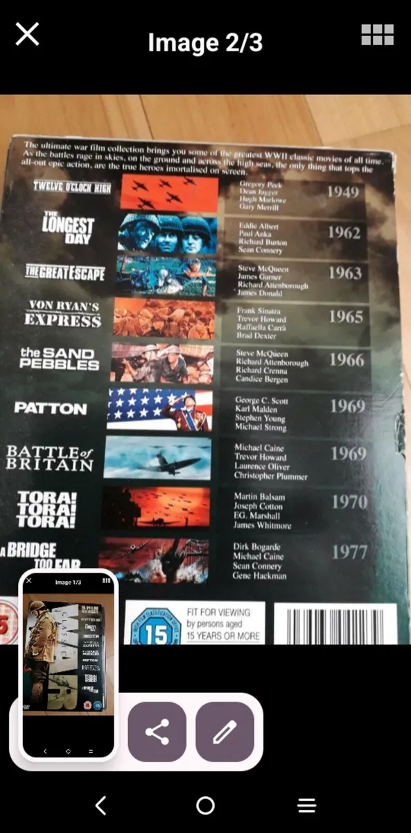 BOX.    SET.  OF.  9.  WAR.   FILMS. - Image 2