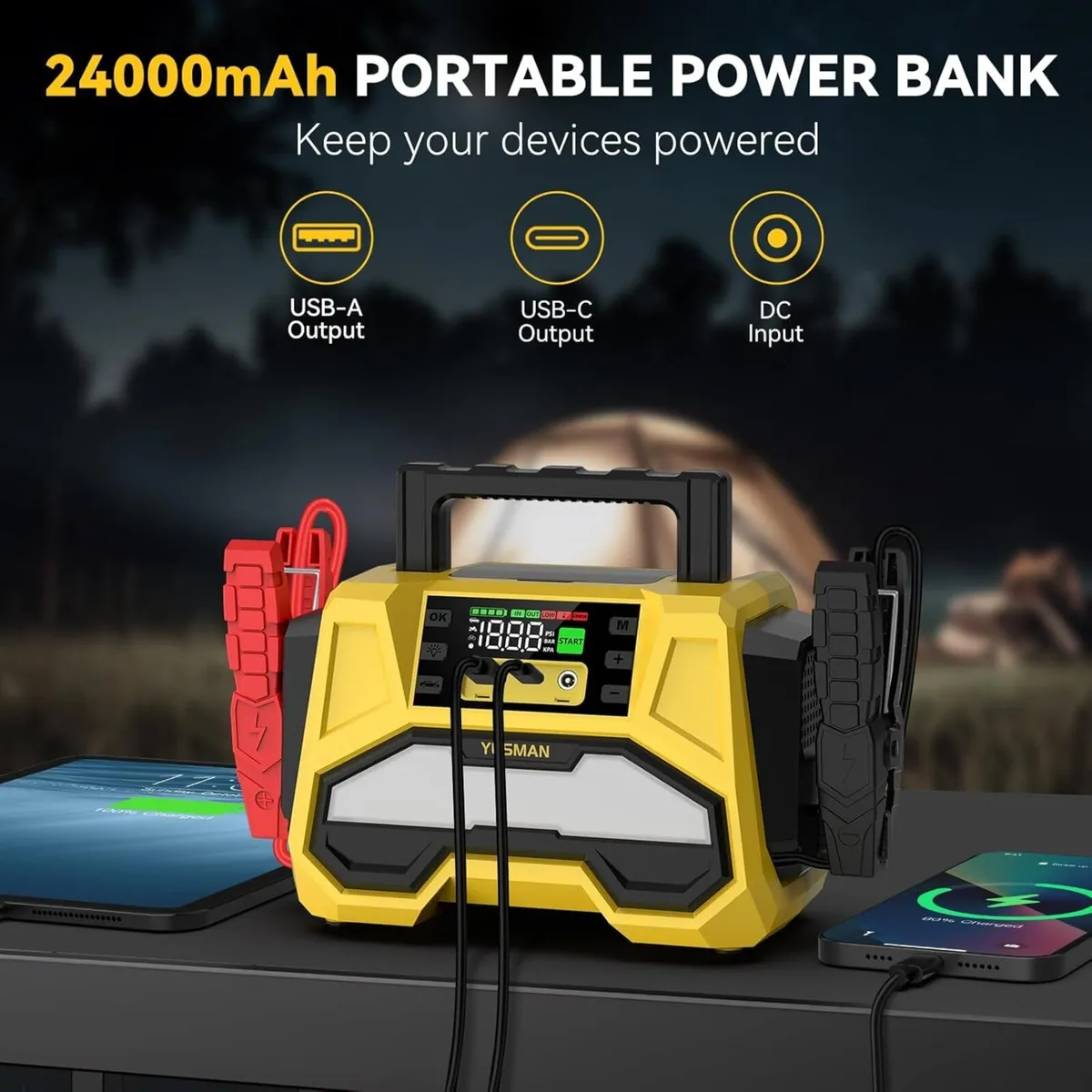 Yusman 8000A Battery Jump Starter with Compressor - Image 3