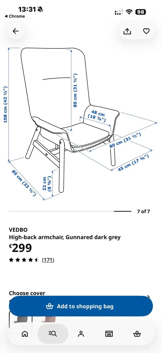 IKEA VEDBO High-Back Armchair – Dark Grey - Image 4