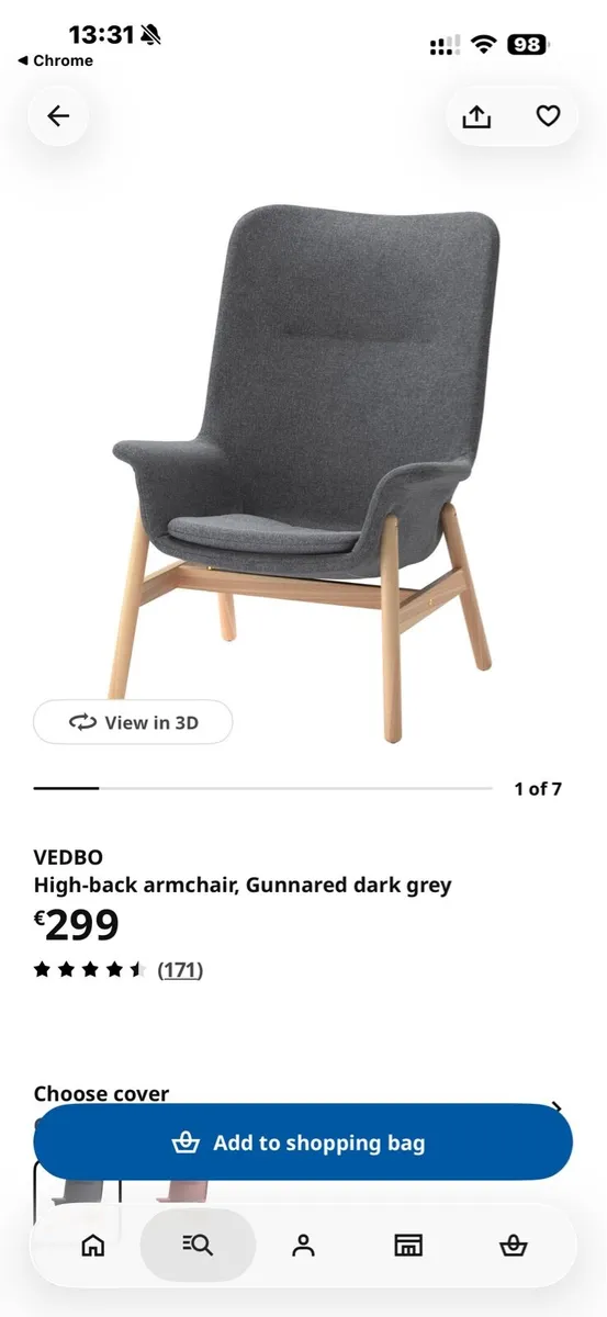 IKEA VEDBO High-Back Armchair – Dark Grey - Image 3
