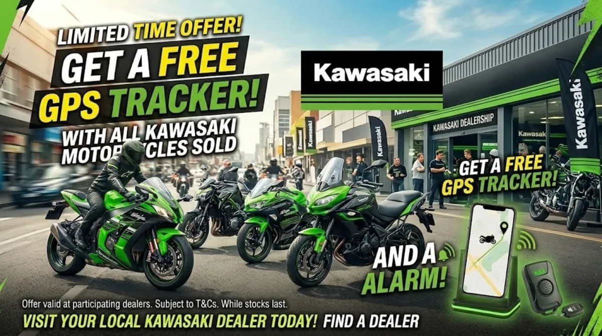 FREE GPS Tracker with any new KAWASAKI