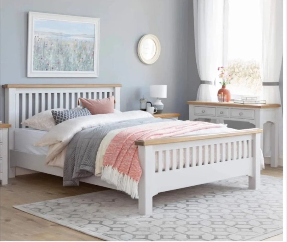 King Size 5foot Grey/Oak Georgia Bed Frame - Image 1
