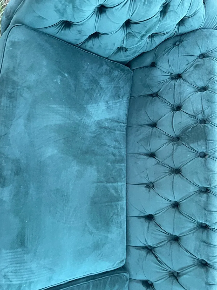 Chesterfield  green 3 seater sofa - Image 3