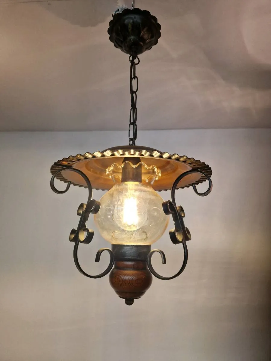 Vintage French Copper 1970s ceiling light - Image 1