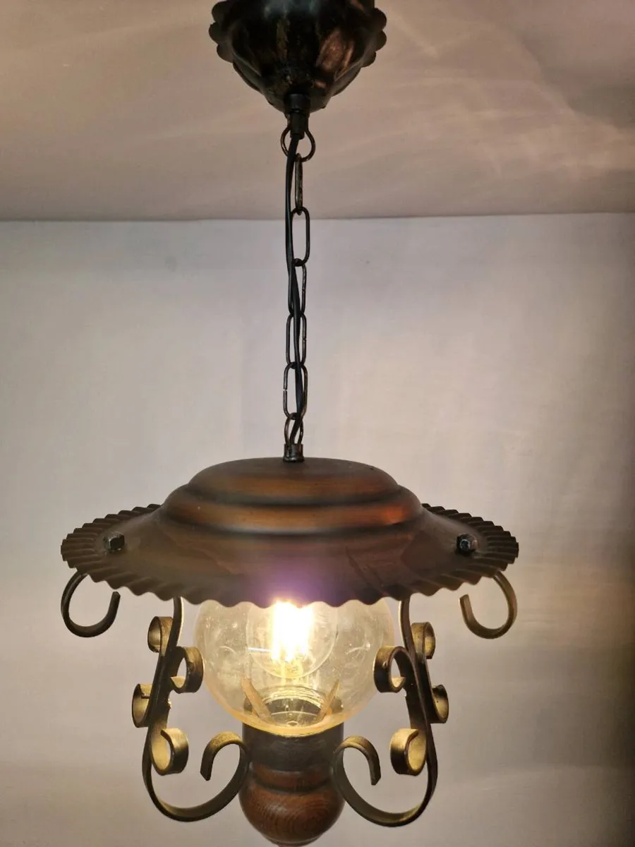 Vintage French Copper 1970s ceiling light - Image 2