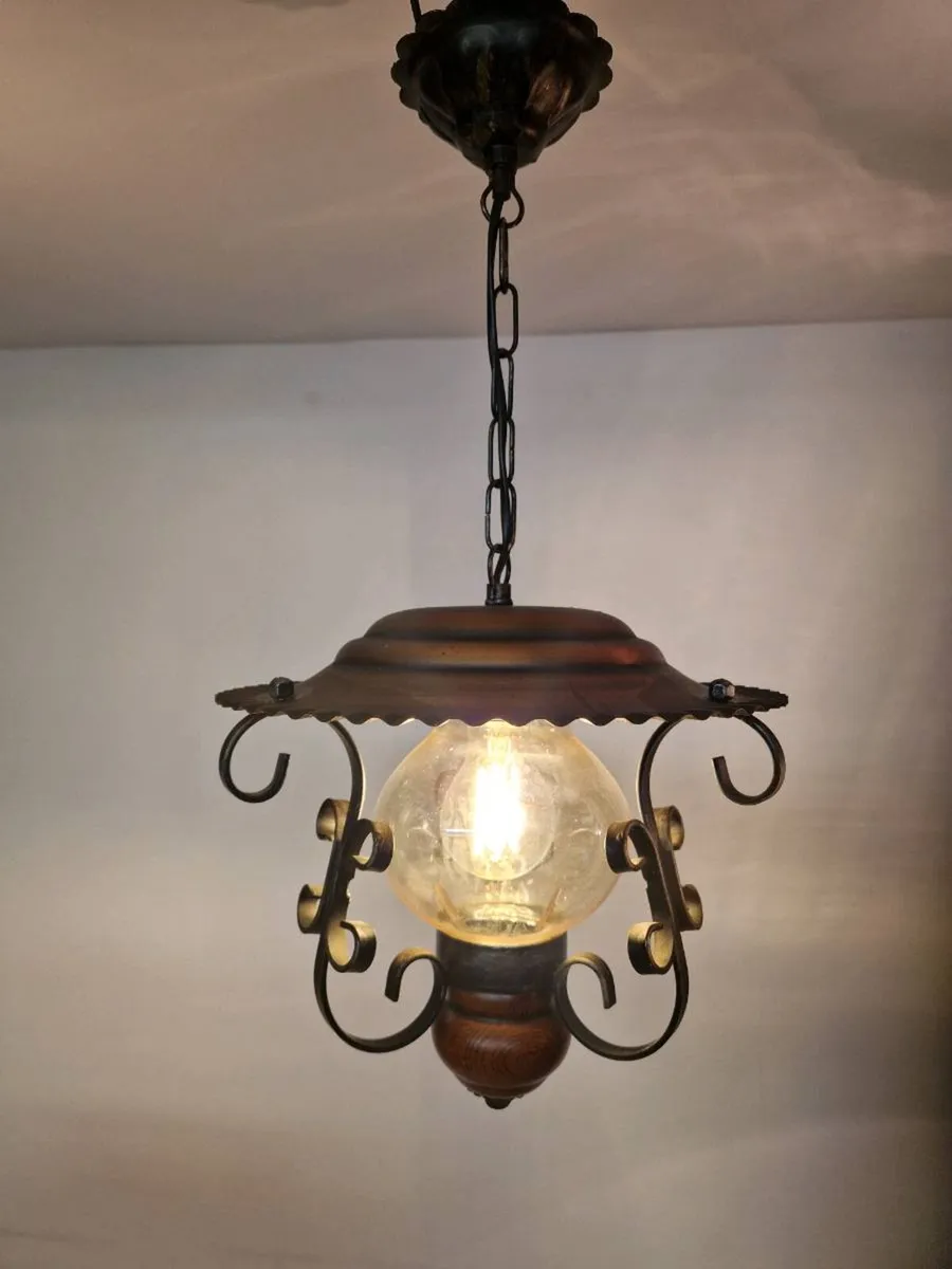 Vintage French Copper 1970s ceiling light - Image 3