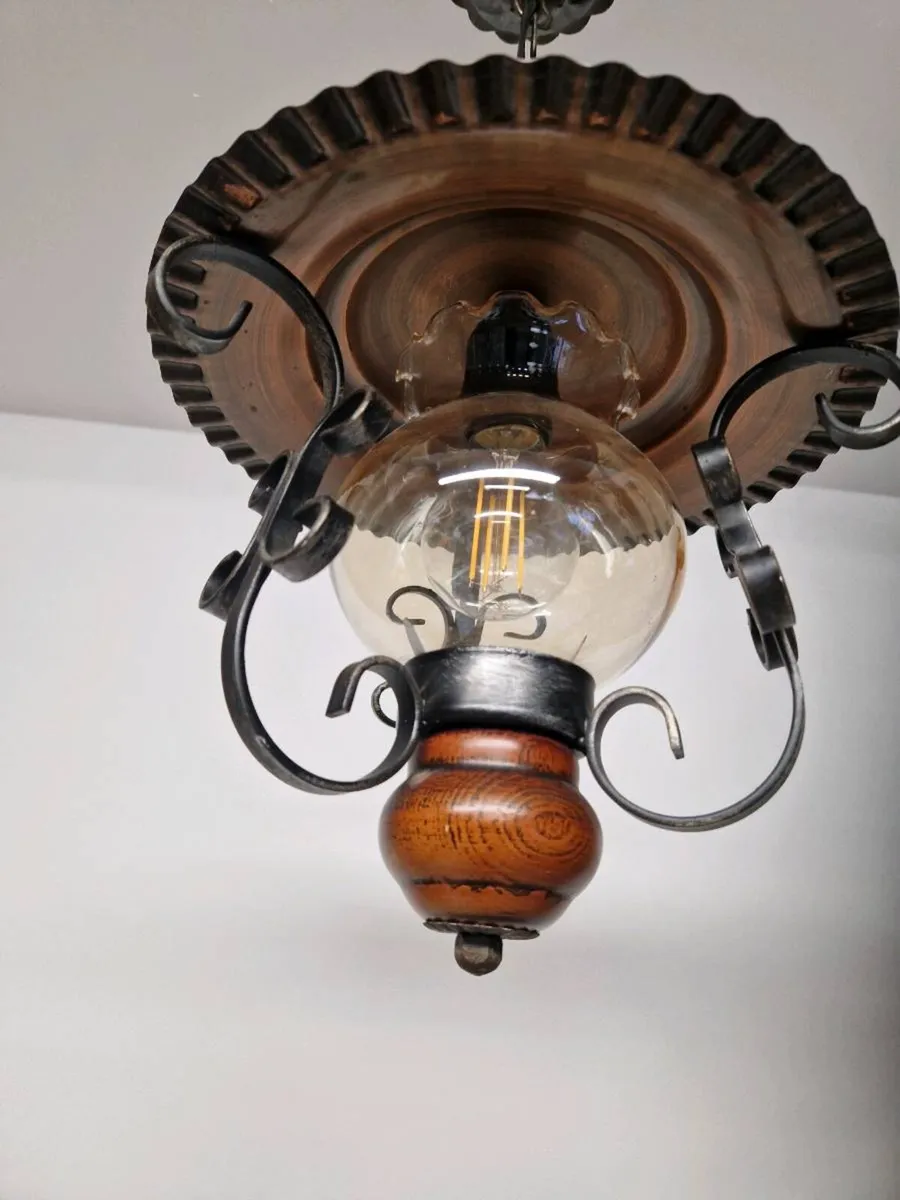 Vintage French Copper 1970s ceiling light - Image 4