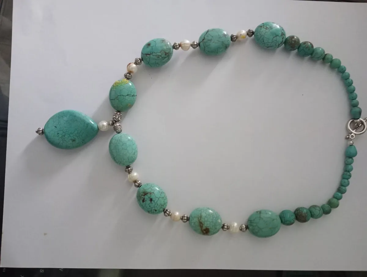 Necklace -Turquoise- Mexican with sea pearls - Image 3