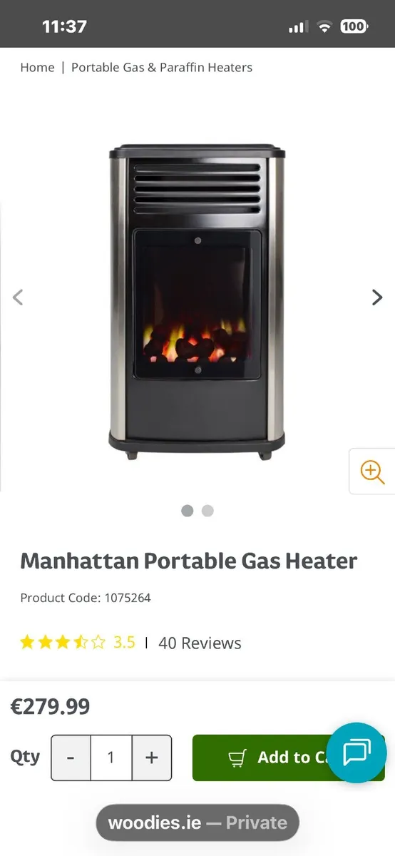 Gas fire portable manhattan make - Image 1