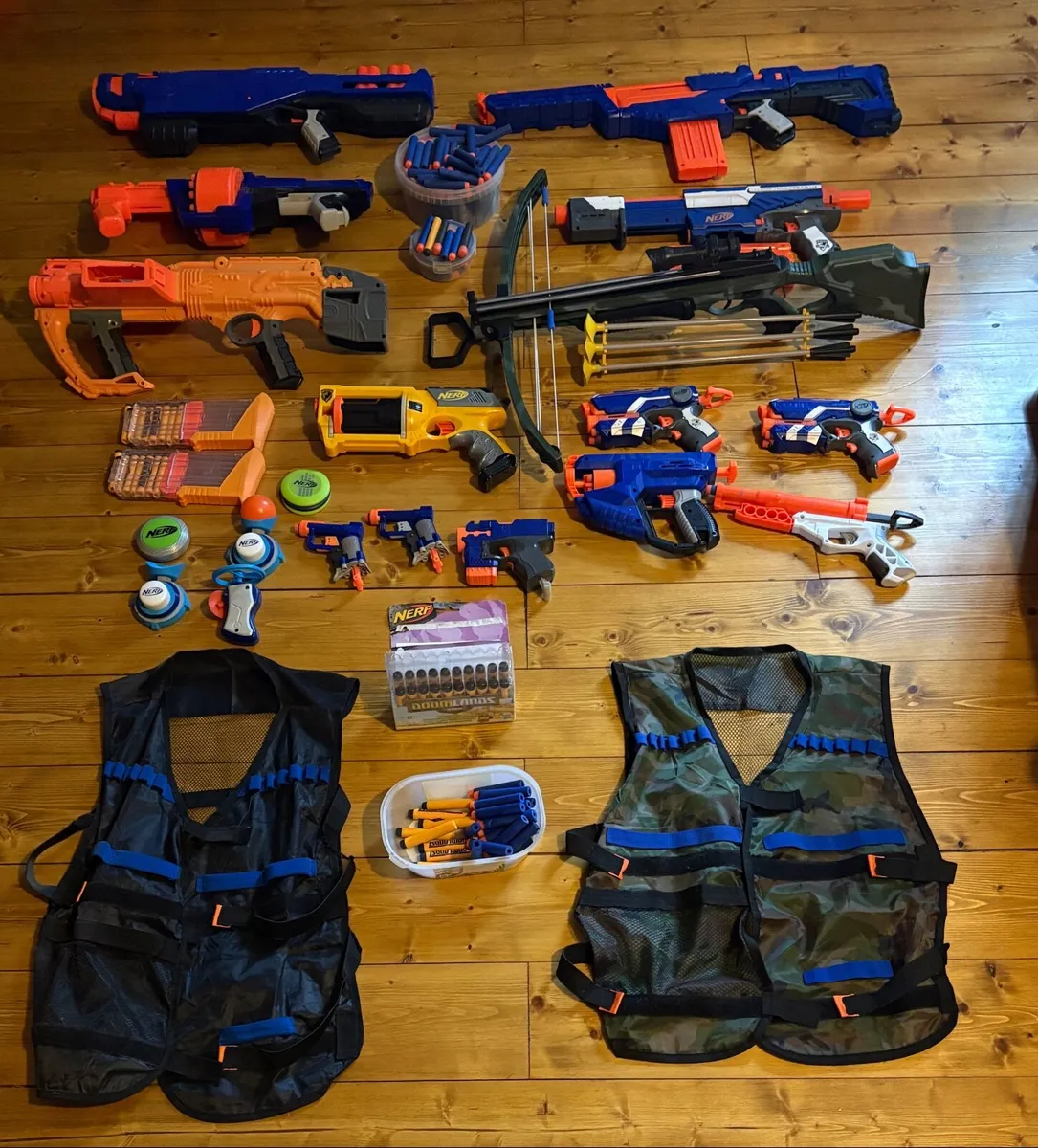 13 Nerf Guns, Cross Bow and Bullets - Image 1