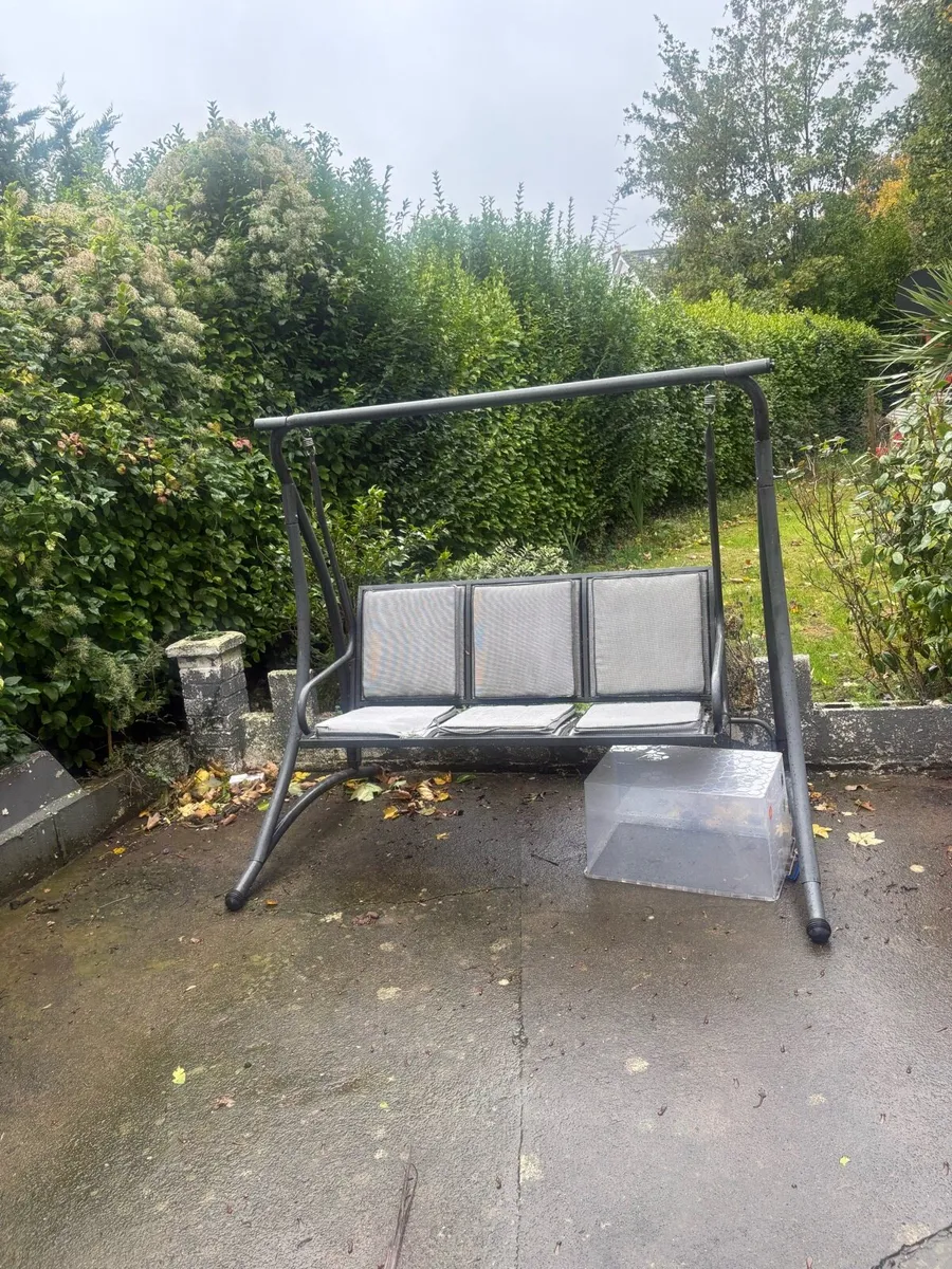 3-Seater Garden Swing Bench – Grey chair - Image 1