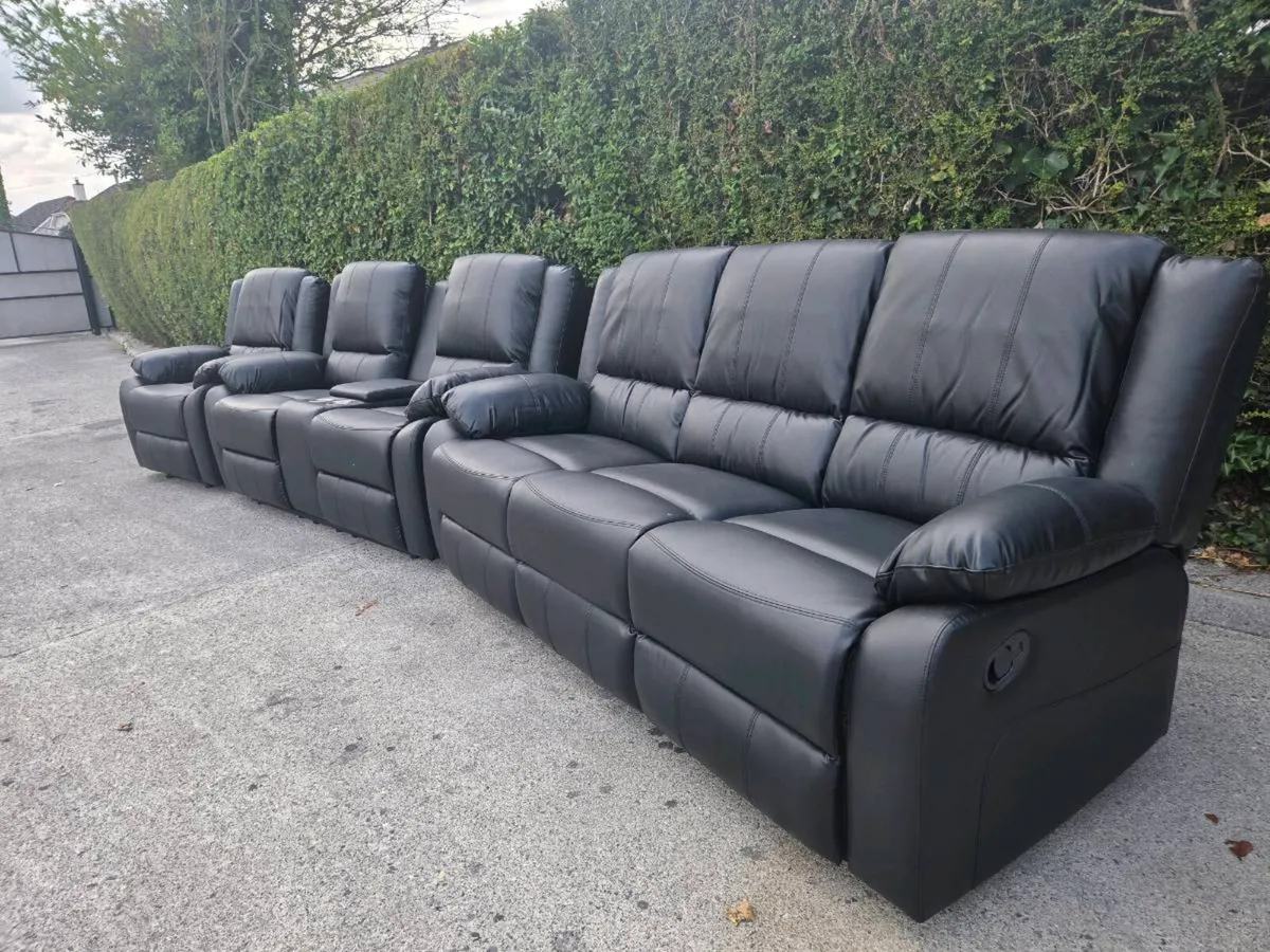 New Larson Leather Sofa Sets Black & Grey Leather - Image 2