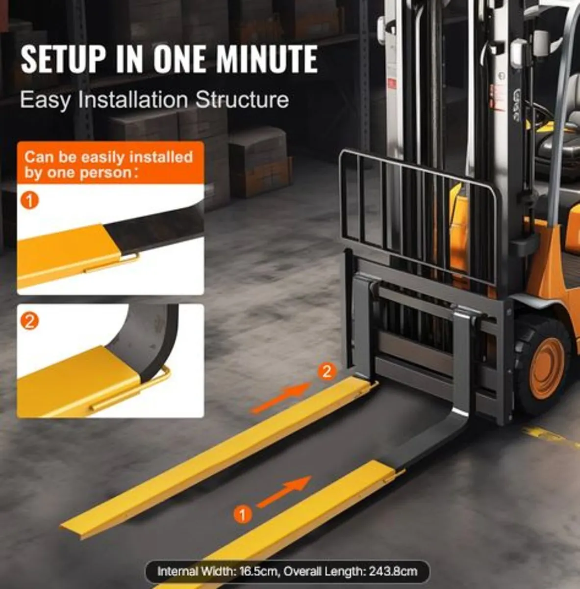 Pallet Fork Extensions,96" Length 6.5" Width,Heavy - Image 3