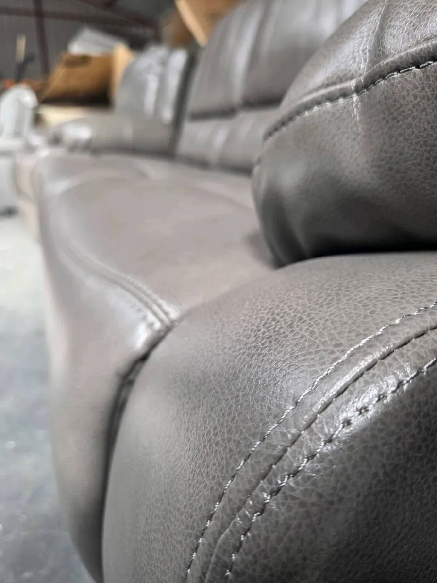 New Black & Grey Leather Larson Sofa Sets - Image 3